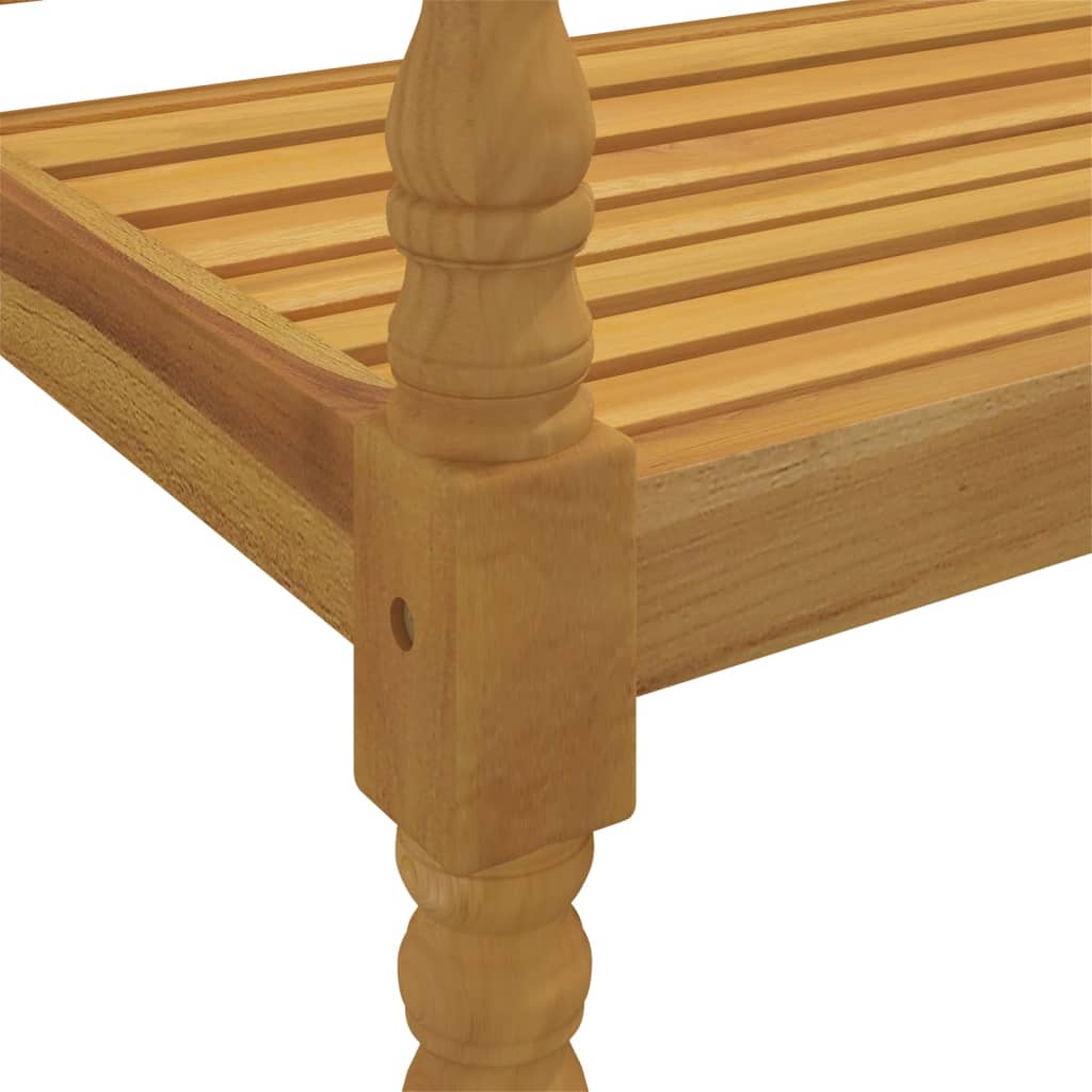 Batavia-Bank mit Grauem Kissen 150 cm Massivholz Teak – Bild 5
